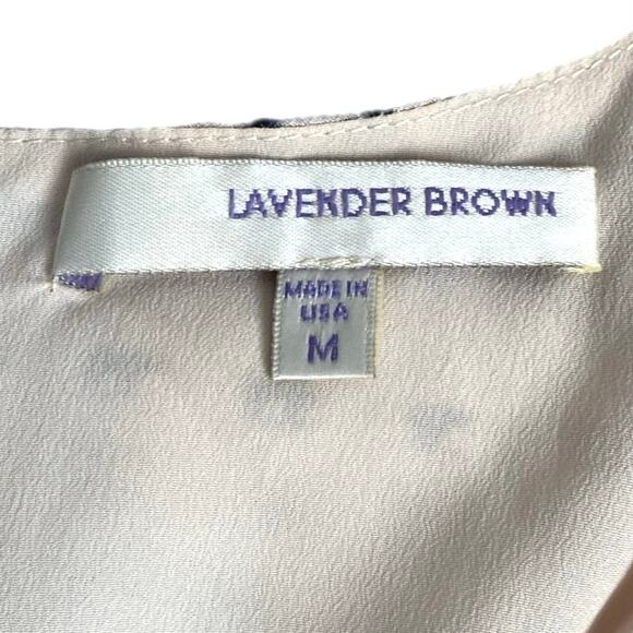 LAVENDER BROWN Ikat Print Belted Wide Leg Flutter Sleeve Jumpsuit Size M Black - Picture 11 of 13